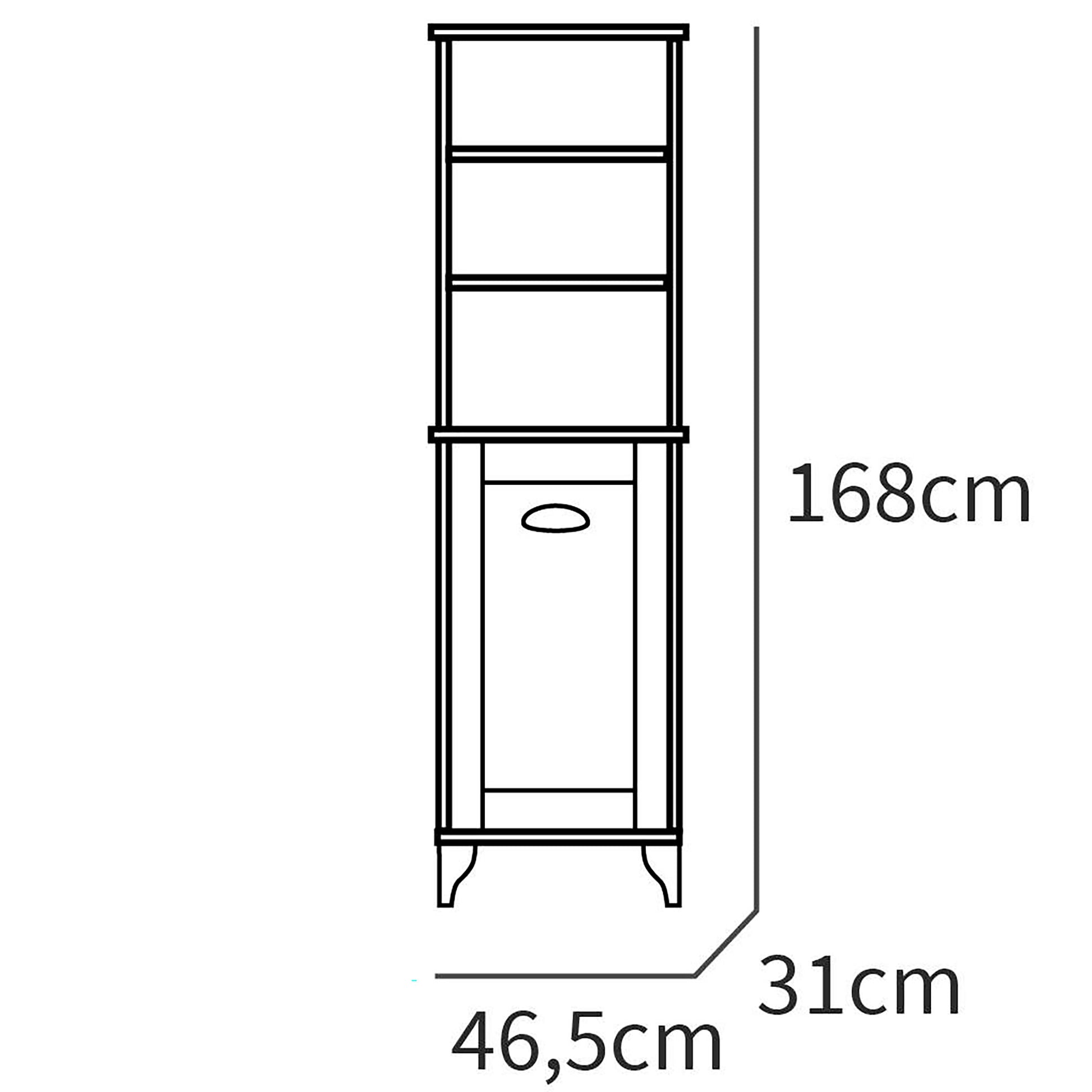 Columna De Baño, Mueble Auxiliar, Armario Alto Estilo Vintage 168x46,5x31 Cm Espacio Almacenaje, Briebe, Eterna, Blanco