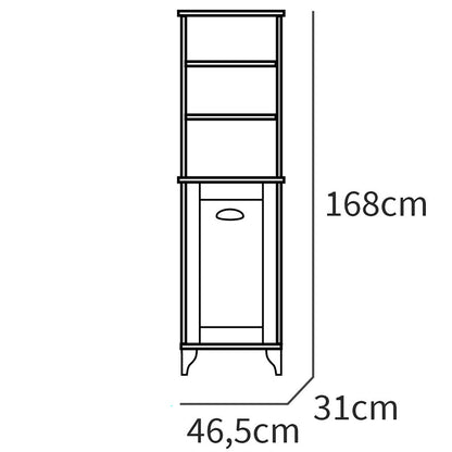 Columna De Baño, Mueble Auxiliar, Armario Alto Estilo Vintage 168x46,5x31 Cm Espacio Almacenaje, Briebe, Eterna, Blanco