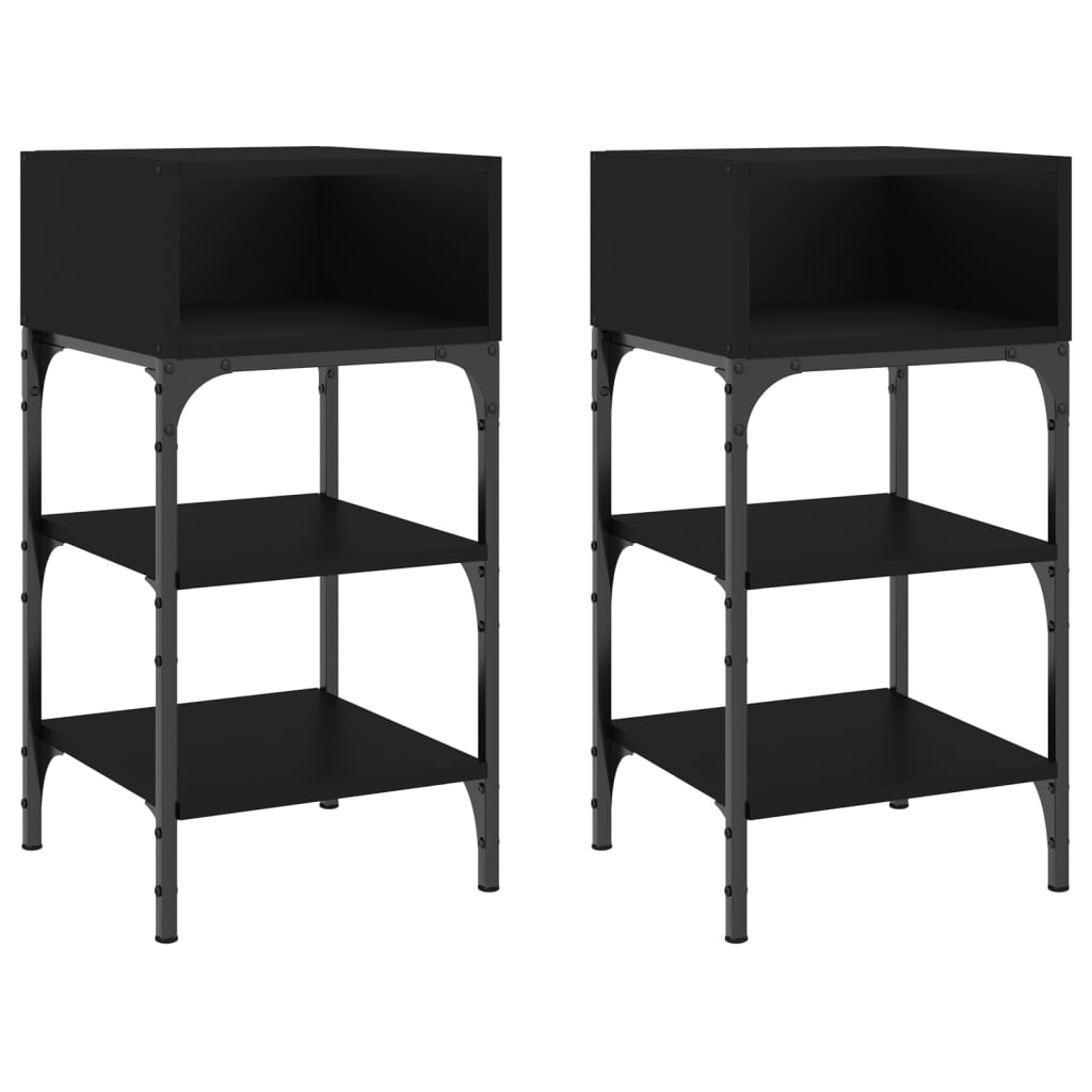 Mesitas De Noche 2 Uds Madera De Ingeniería Negro 35x34,5x70 Cm_0