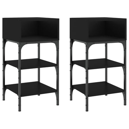 Mesitas De Noche 2 Uds Madera De Ingeniería Negro 35x34,5x70 Cm_0
