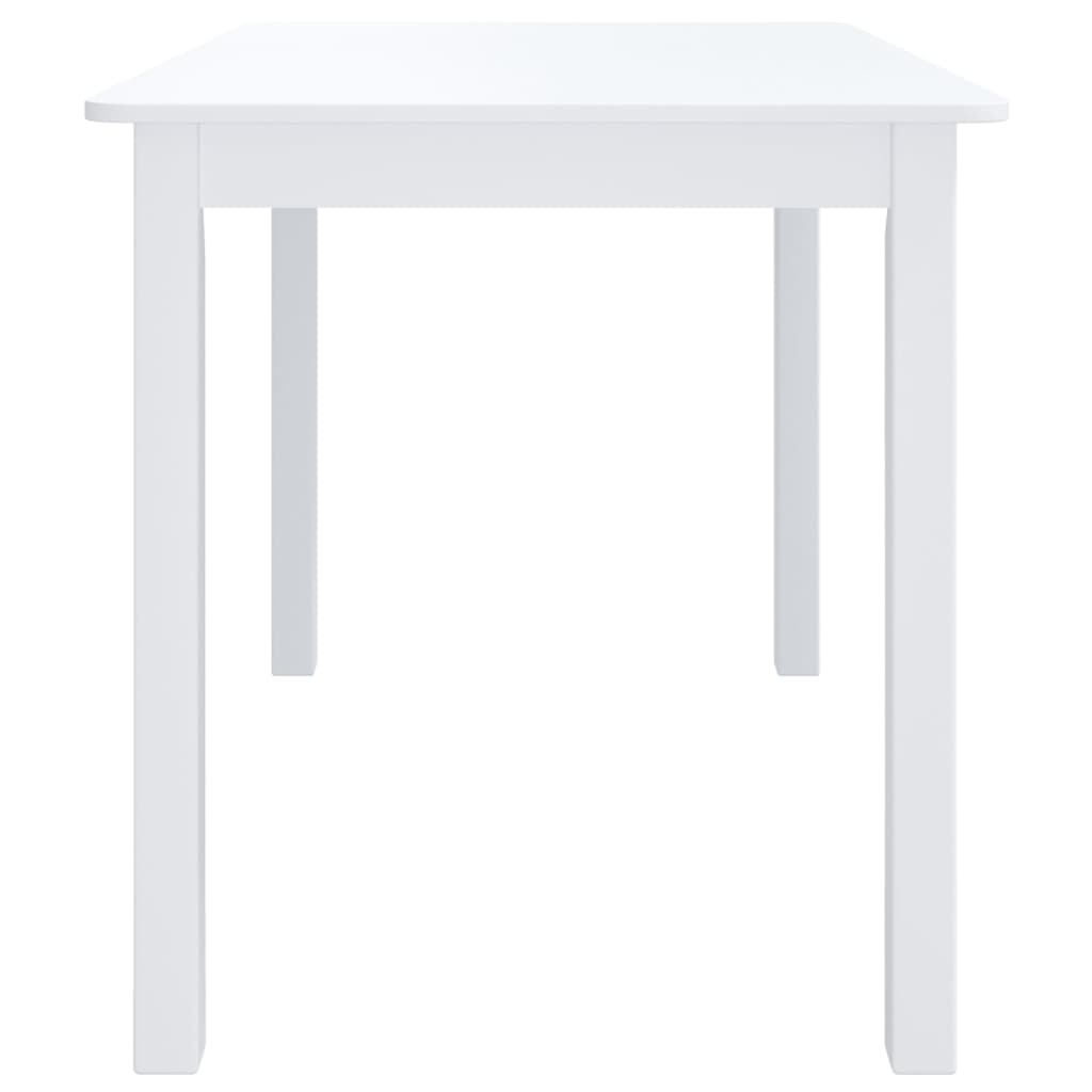 Mesa De Comedor De Madera Maciza De Caucho Blanca 114x71x75 Cm_2