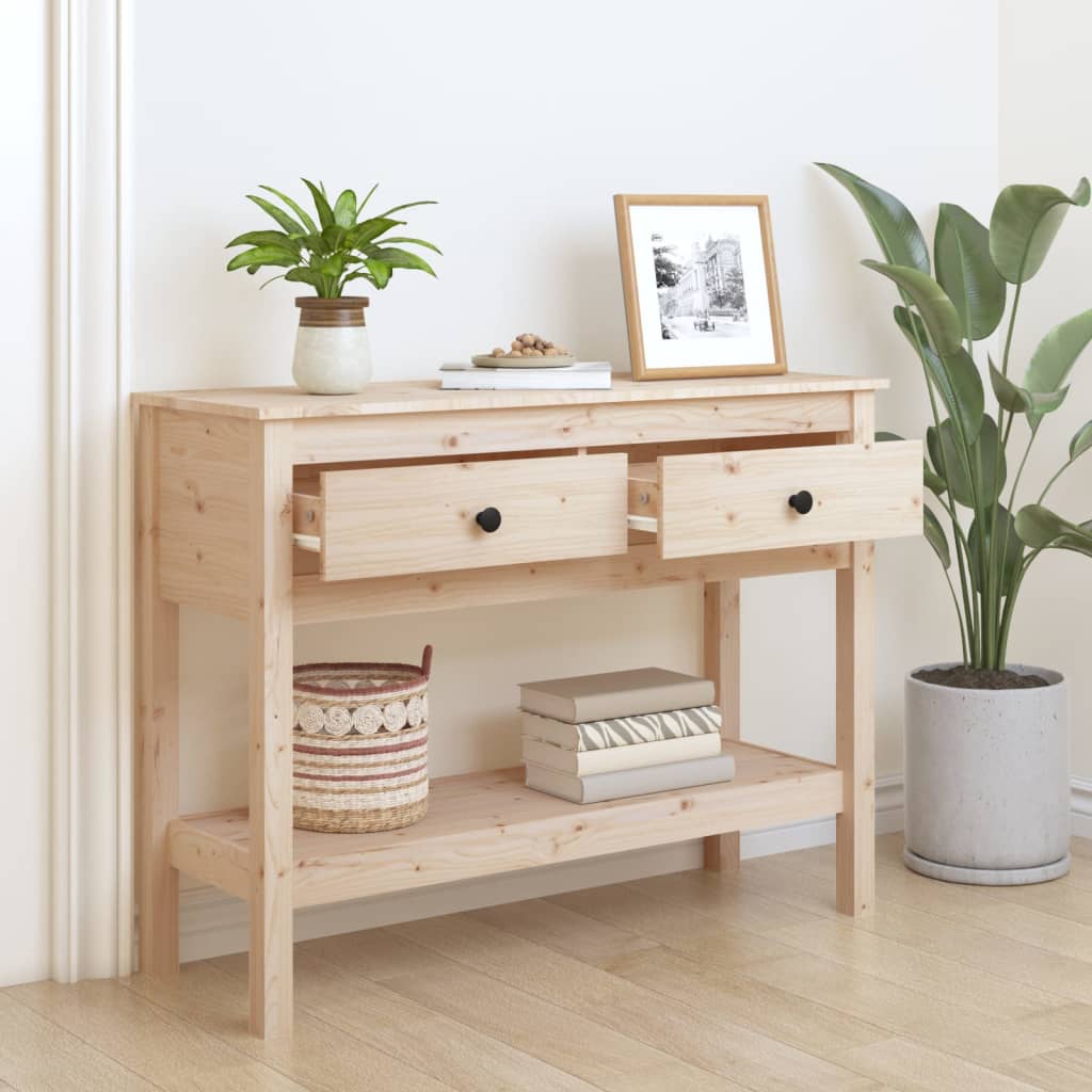 Mesa Consola Madera Maciza De Pino 100x35x75 Cm_1