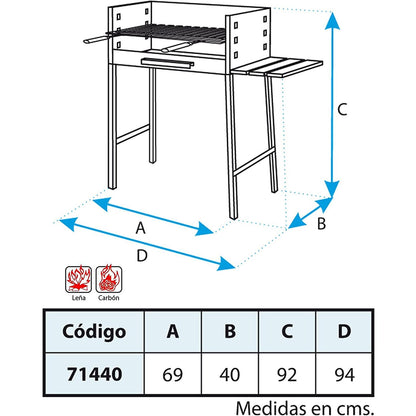 Barbacoa con Parrilla Inox y bandeja de Madera Imex el Zorro 69x40x92