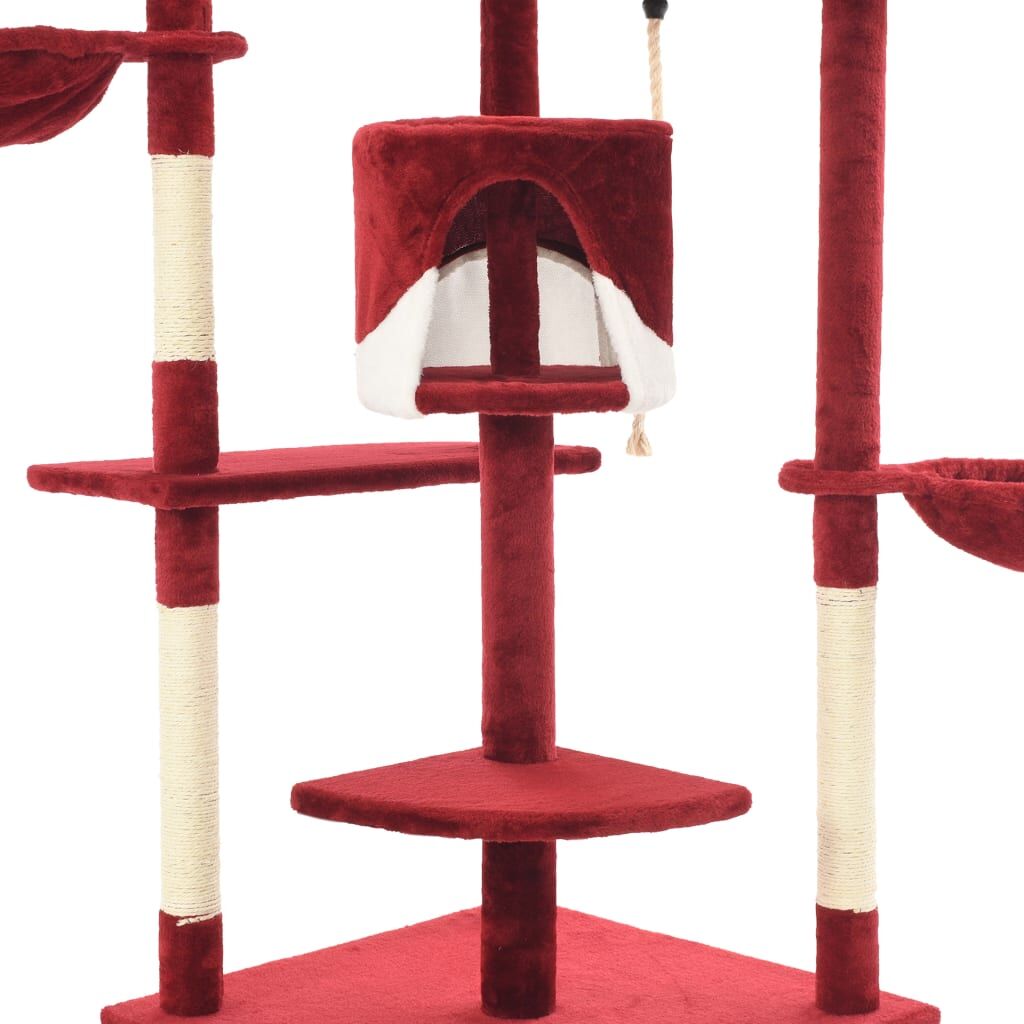 Vidaxl Rascador Para Gatos Con Poste De Sisal Rojo Y Blanco 203 Cm_4