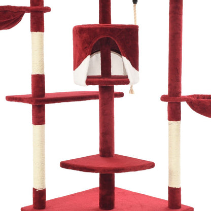Vidaxl Rascador Para Gatos Con Poste De Sisal Rojo Y Blanco 203 Cm_4