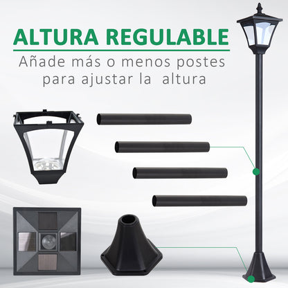 Outsunny Conjunto De 2 Farolas Solares Con Paneles Solares 15x15x120 Cm Negro_4