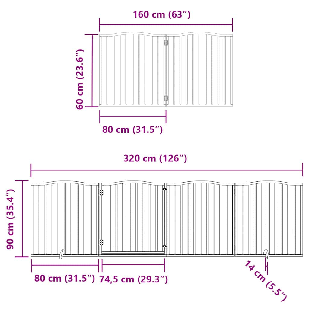 Vidaxl Puerta De Perros Plegable 10 Paneles Madera Álamo Negra 800 Cm_2
