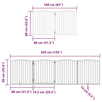 Vidaxl Puerta De Perros Plegable 10 Paneles Madera Álamo Negra 800 Cm_2