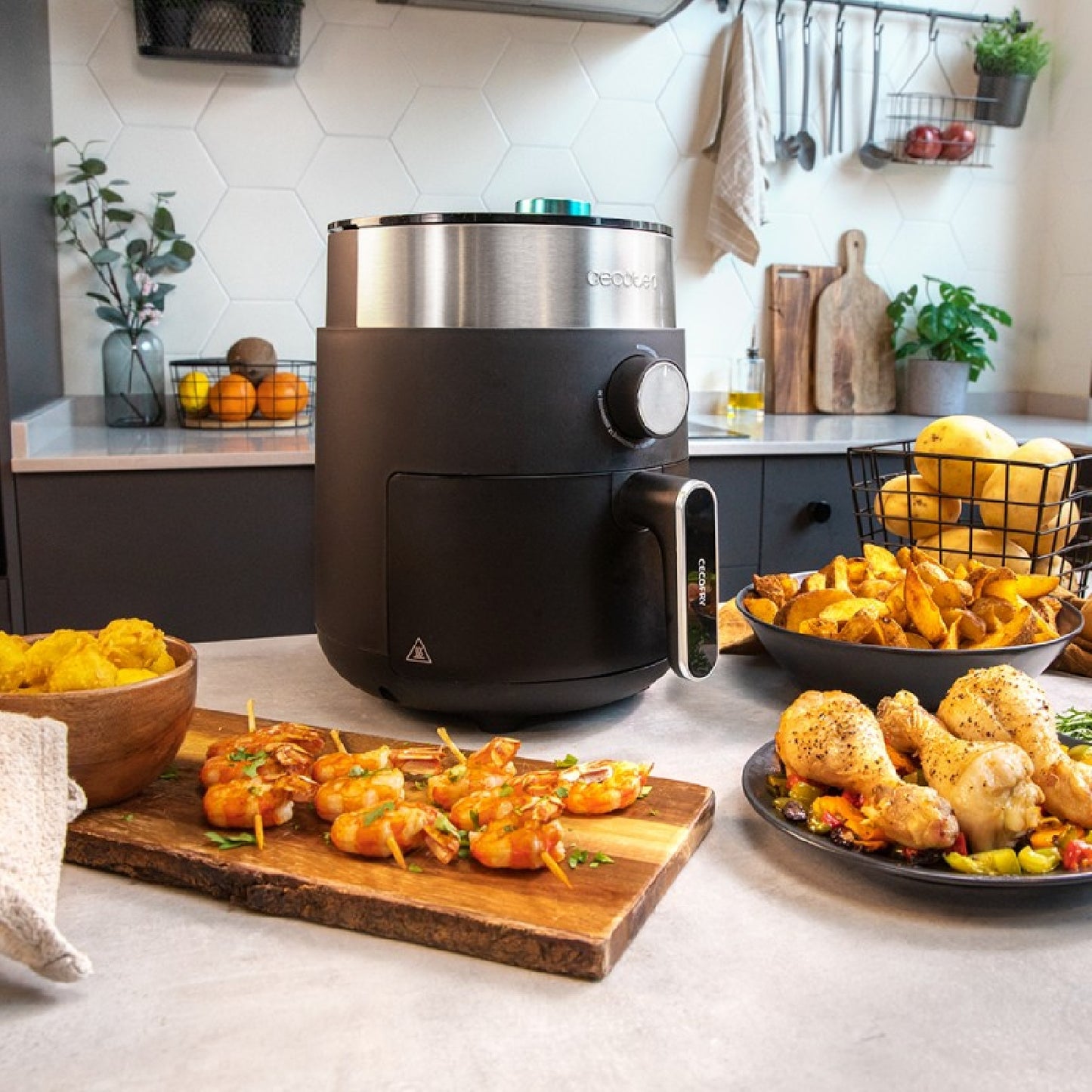 Freidora Sin Aceite 2,5 L De Aire Caliente Cecofry Essential Rapid Dark. 1200 W, Dietética, Control Manual, Tecnología Perfectcook, Tiempo Y Tempera_2