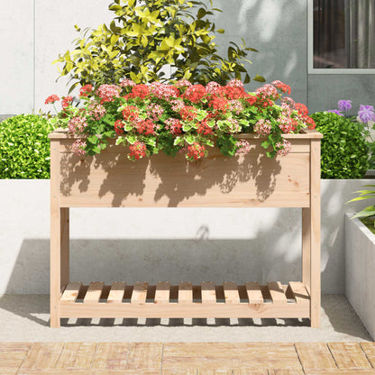 Jardinera Con Estante De Madera Maciza De Pino 111,5x54x81 Cm_2