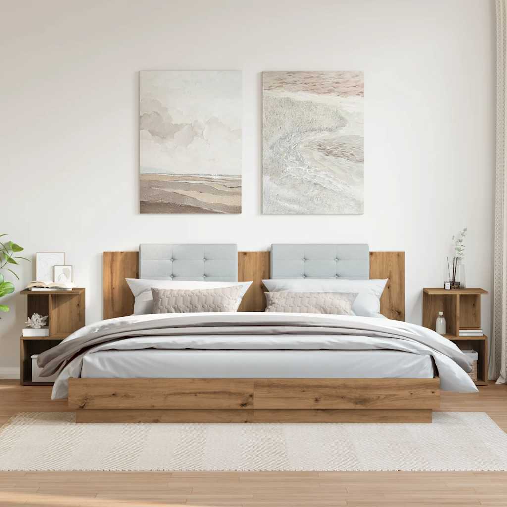 Mesitas De Noche 2 Uds Madera Roble Artisan 35x35x55 Cm_1