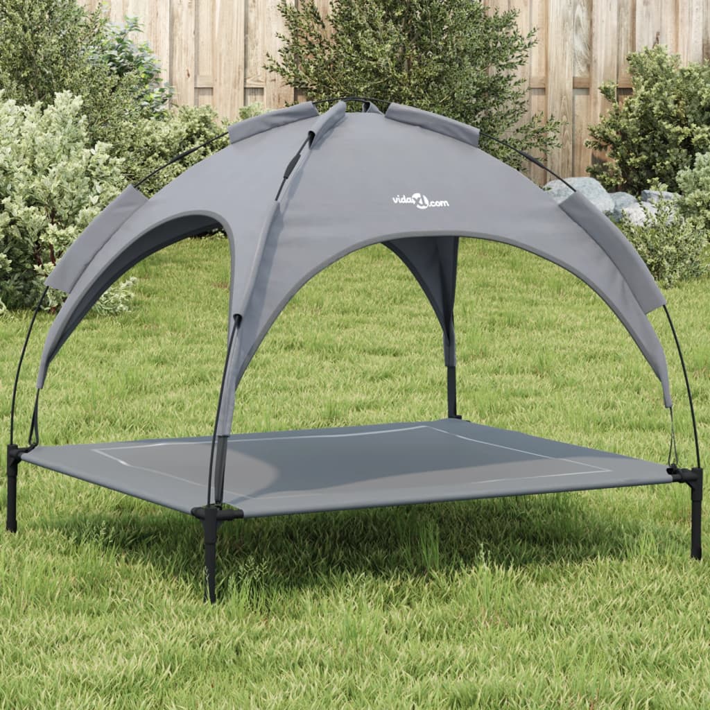 Cama Para Perros Con Dosel Antracita Tela Oxford Y Acero / Vetonek_4