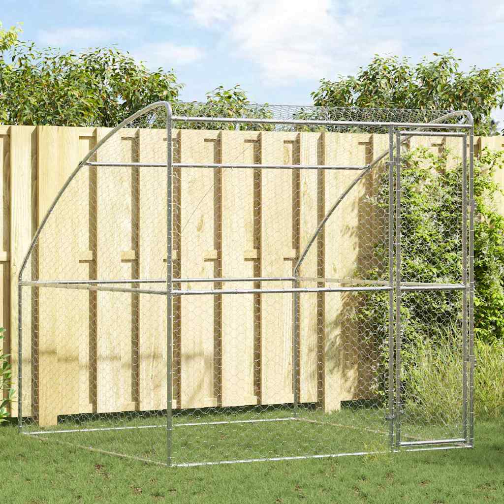 Refugio Para Perros Plateado 2 X 2 X 2 M Acero Galvanizado_1
