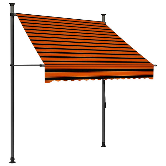 Toldo Manual Retráctil Con Led Naranja Y Marrón 150 Cm_0