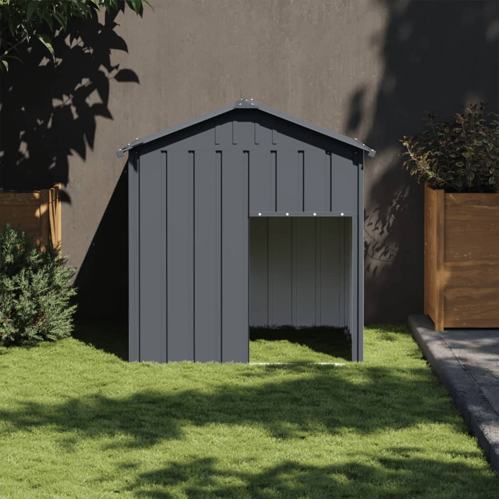 Vidaxl Caseta Perros Con Tejado Acero Galvanizado Gris 117x103x123cm_1