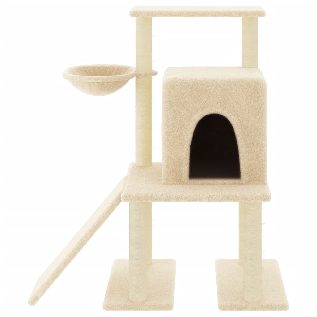 Rascador Para Gatos Con Postes De Sisal Color Crema 96,5 Cm_2