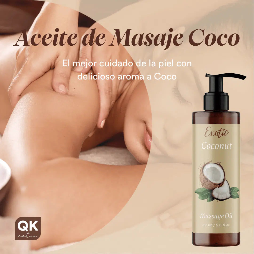 QKnatur - Aceite De Masaje De Coco - 200ml - Para Masajes Corporales Relajantes Y Revitalizantes - Hidratante_1