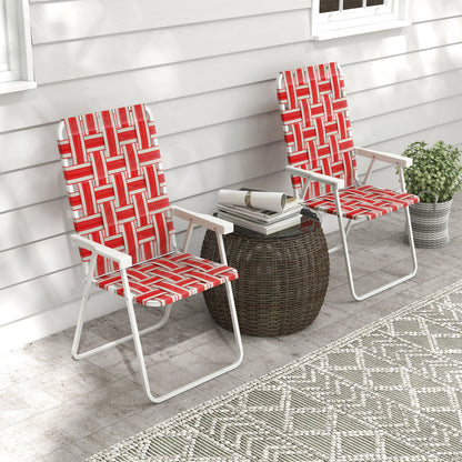 Outsunny Conjunto De 2 Sillas De Camping Plegables 57x57x94 Cm Rojo_1