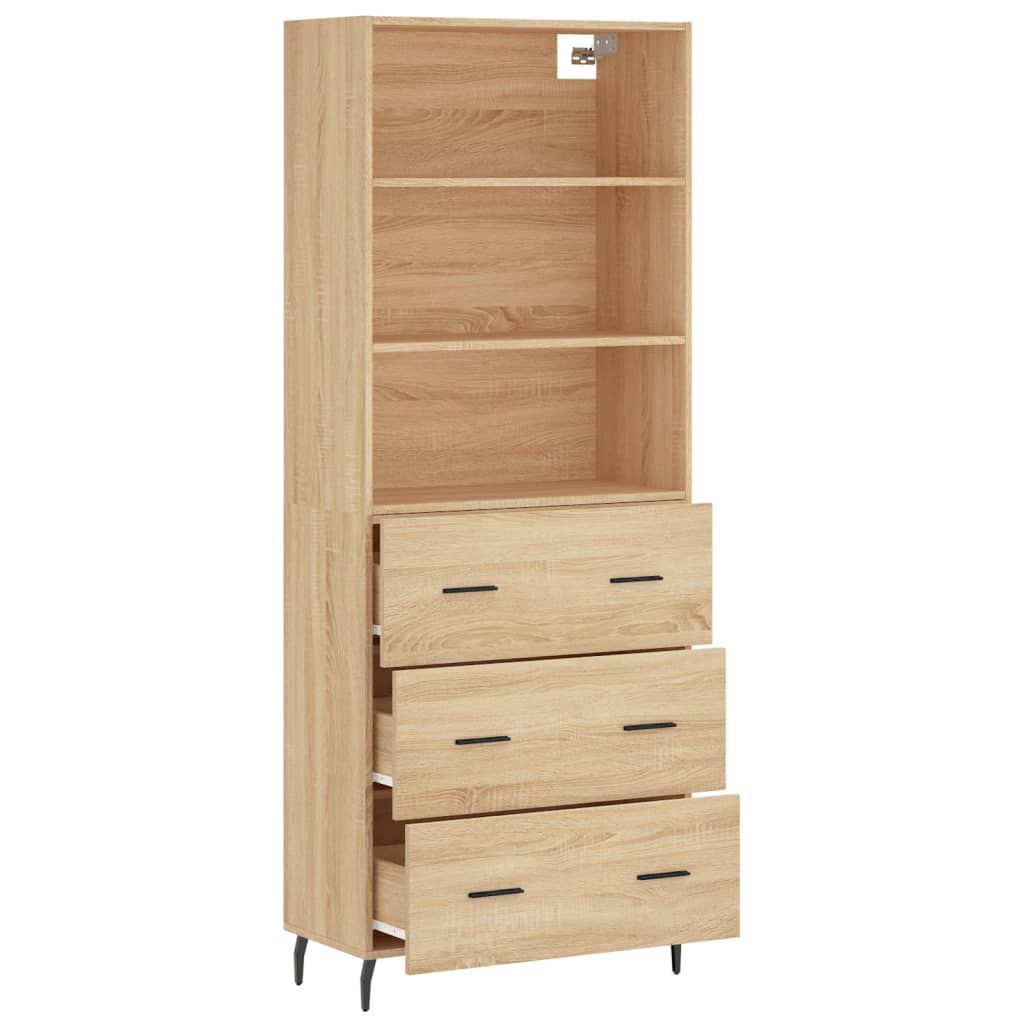Aparador Alto Madera Contrachapada Color Roble 69,5x34x180 Cm_3