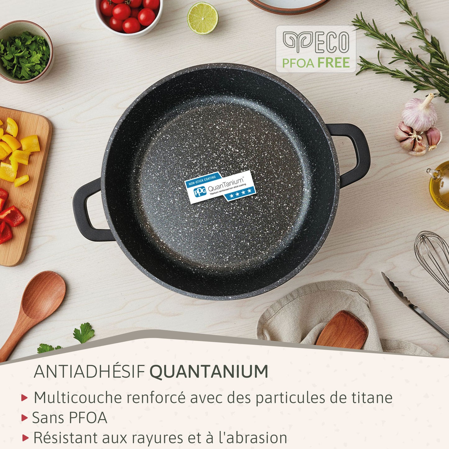 Briebe Cacerola Baja Cocina Inducción Antiadherente Titanio, Cazuela 28cm, Aluminio Fundido Sin Pfoa, Black Titanium_4