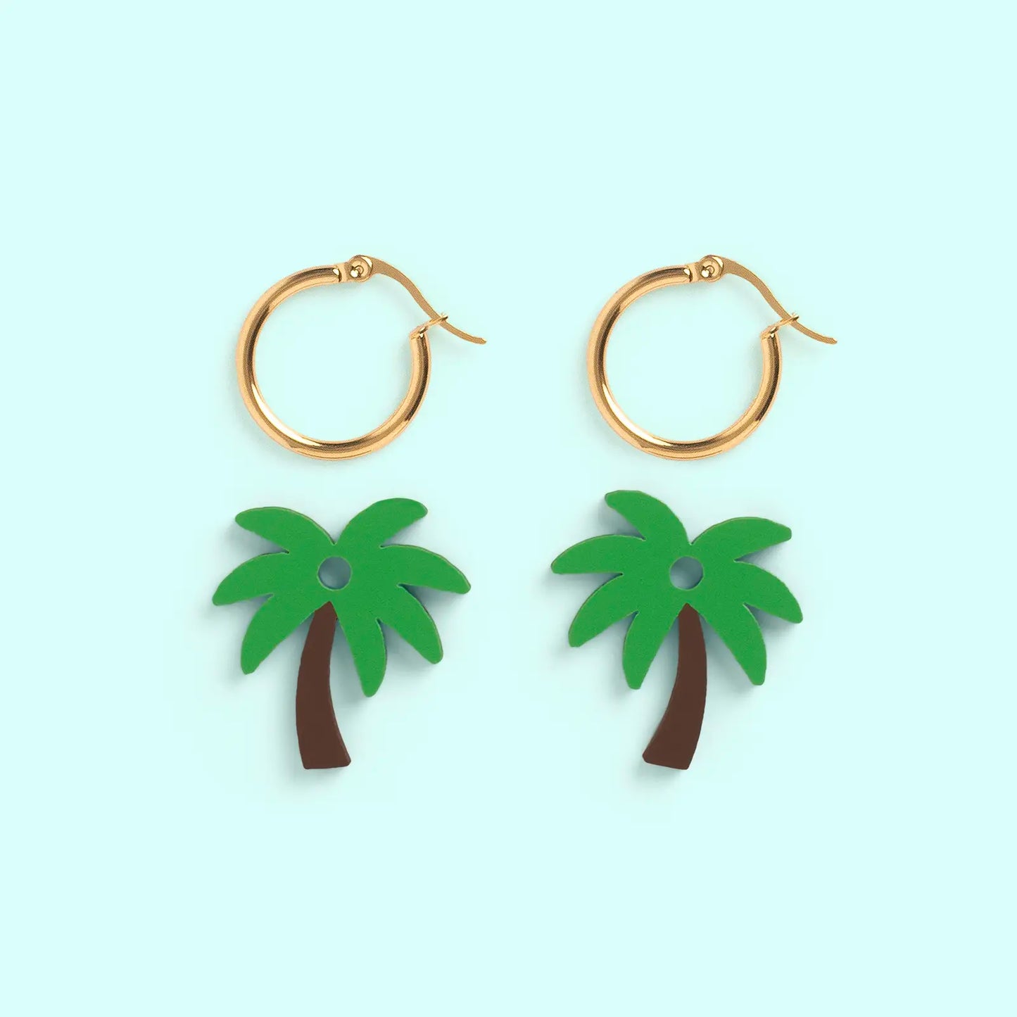 Pendientes Palmera Nature Vibes - Acero Quirúrgico y Baño de Oro 18k - Resetea_2