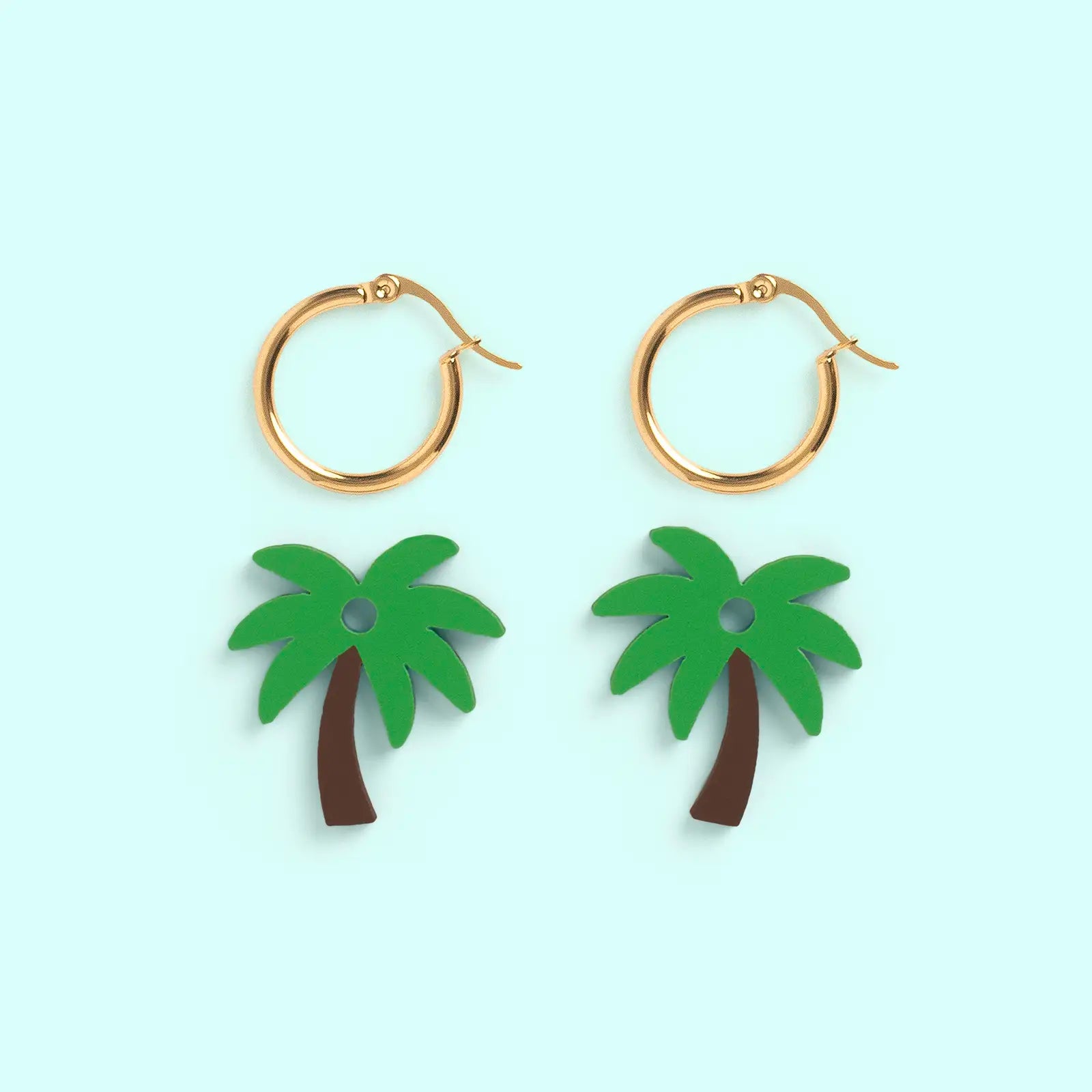 Pendientes Palmera Nature Vibes - Acero Quirúrgico y Baño de Oro 18k - Resetea_2