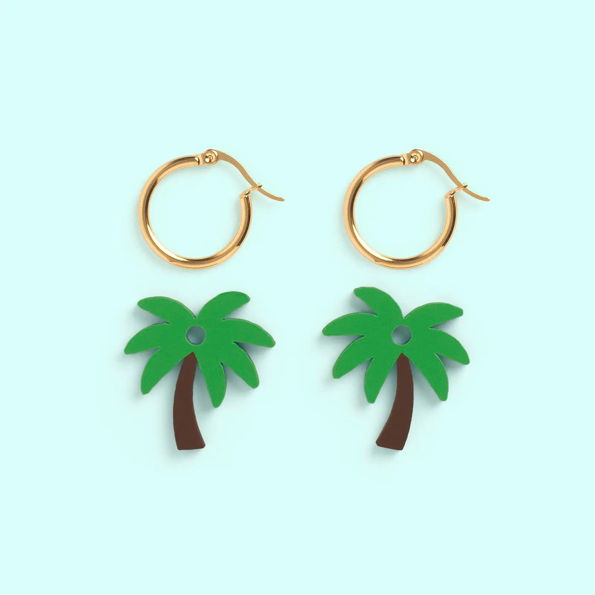 Pendientes Palmera - Aro de Acero Quirúrgico y Bañado en Oro de 18k - Nature Vibes_2