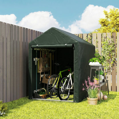 Outsunny Carpa De Jardín Para Herramientas Bicicletas Motos 1,2x1,8x1,65 M Verde_4