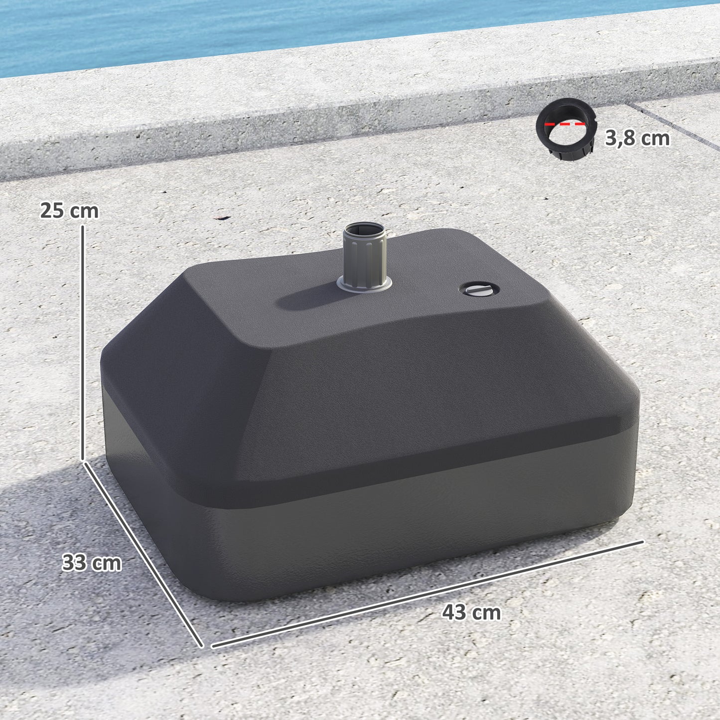 Outsunny Base Para Sombrilla Rellenable Con Agua 20l O Arena 24kg Negro_2