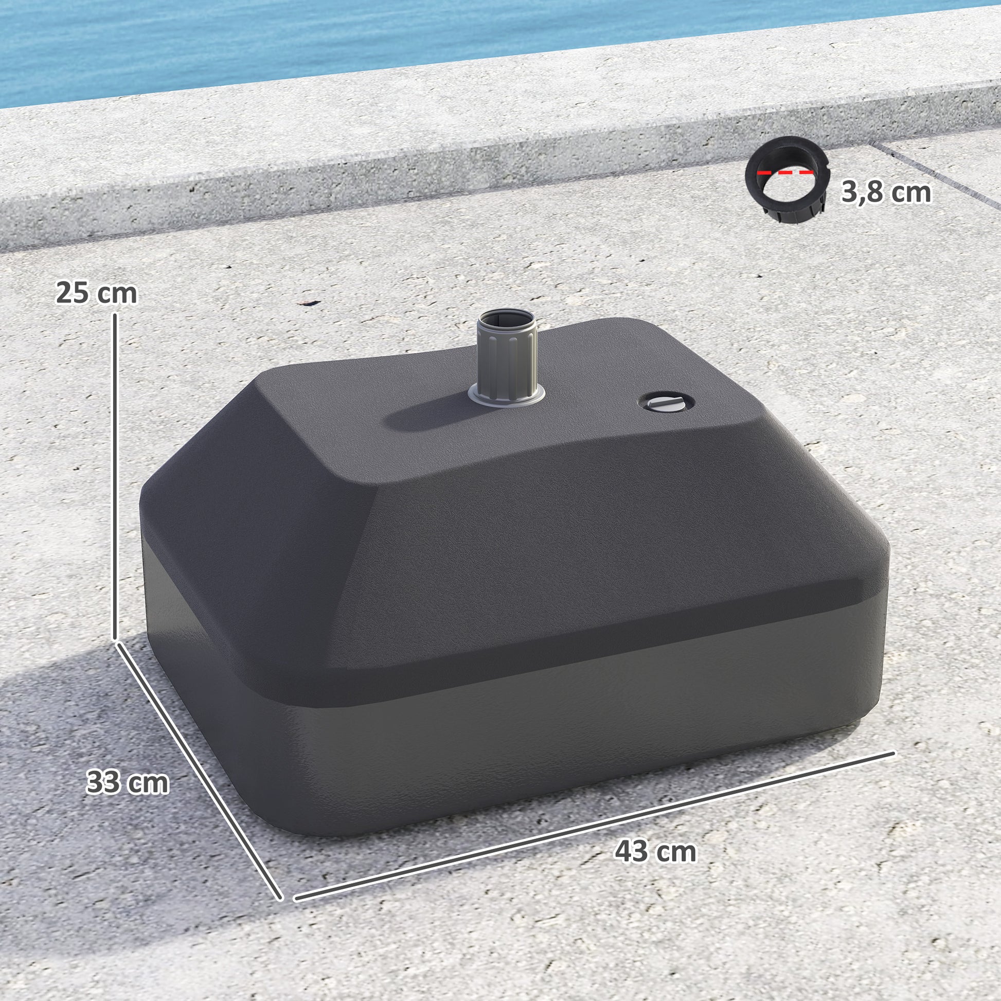Outsunny Base Para Sombrilla Rellenable Con Agua 20l O Arena 24kg Negro_2