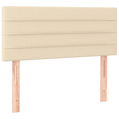 Cama Box Spring Colchón Y Luces Led Tela Crema 90x200 Cm / Vetonek_1