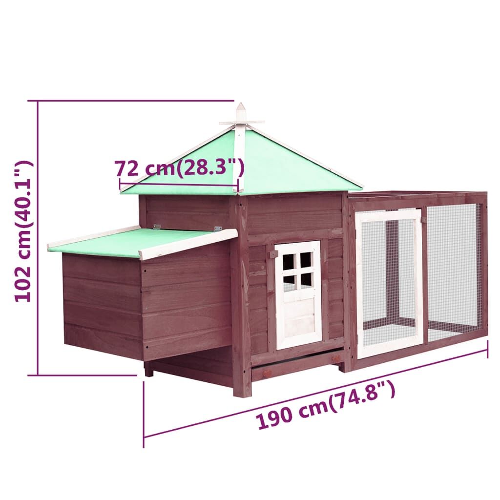 Vidaxl Gallinero Con Ponedero Madera Maciza Abeto Moca 190x72x102 Cm_2