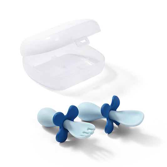 Set De Cubiertos Ergonomicos Para Bebé Con Estuche Navy_0