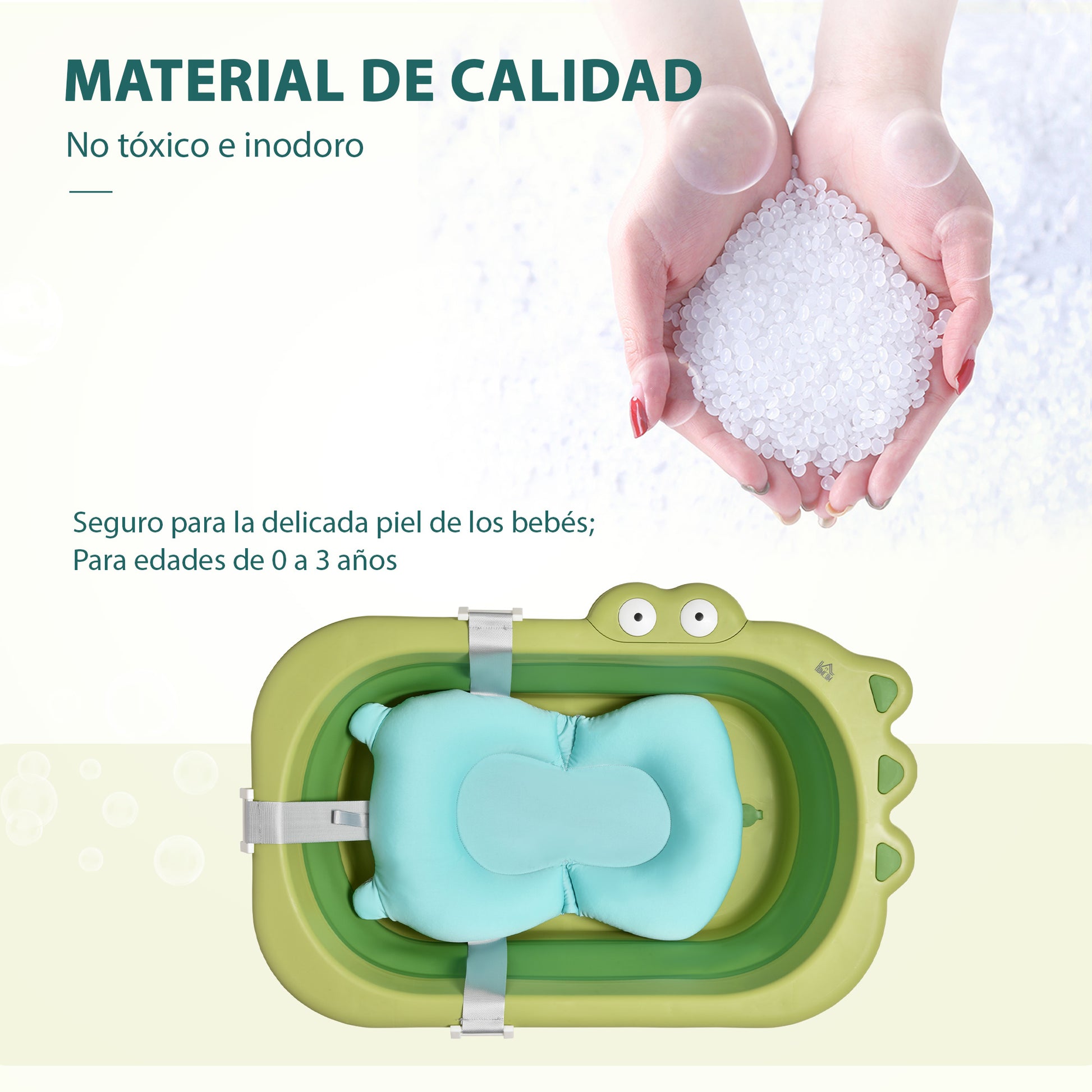 Homcom Bañera Plegable Para Bebé 0-3 Años 50l Con Cojín Incluido 80x53,9x20,8 Cm_5