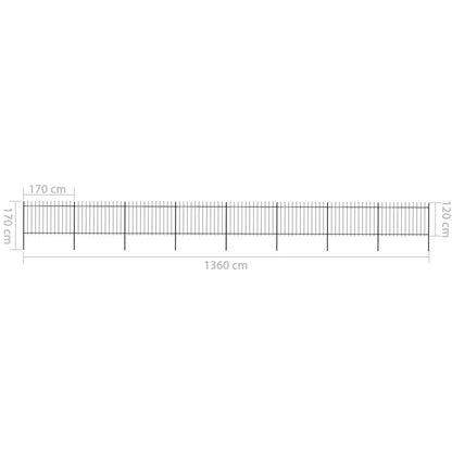 Valla De Jardín Con Puntas De Lanza Acero Negro 13,6x1,2 M / Vetonek_4