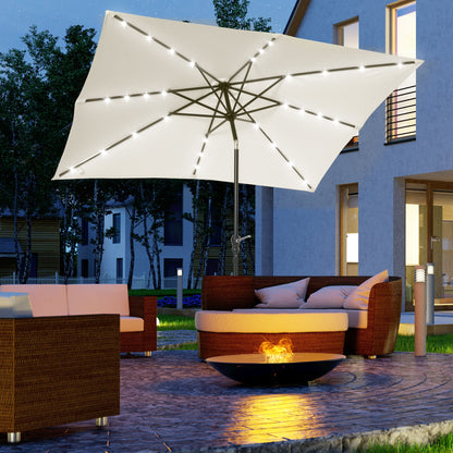 Outsunny Sombrilla De Jardín 268x205x248 Cm Con Techo Inclinable Luces Led Crema_1