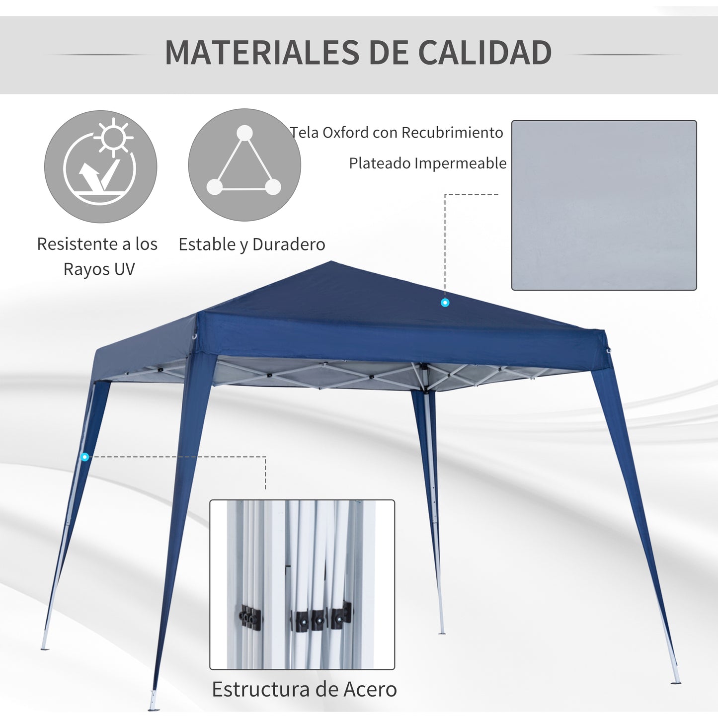 Outsunny Carpa Plegable 2,4x2,4x2,5 M De Jardín Diseño Pop Up Cenador De Acero_5