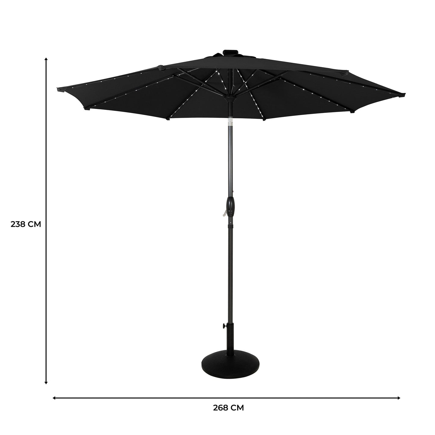 Parasol Led Inclinable 2,7 M Con Base – Negro_4