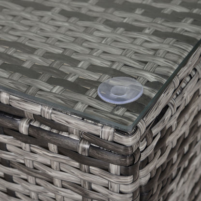 Mesa De Jardín Outsunny Ratán Pe, Metal Galvanizado Gris 85x50x39 Cm_3