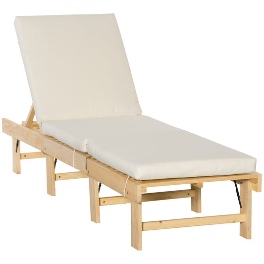Outsunny Tumbona Madera Plegable Con Respaldo Ajustable 4 Posiciones 195x59x30cm_0