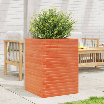 Jardinera Madera Maciza De Pino Marrón Cera 50x50x68,5 Cm_1