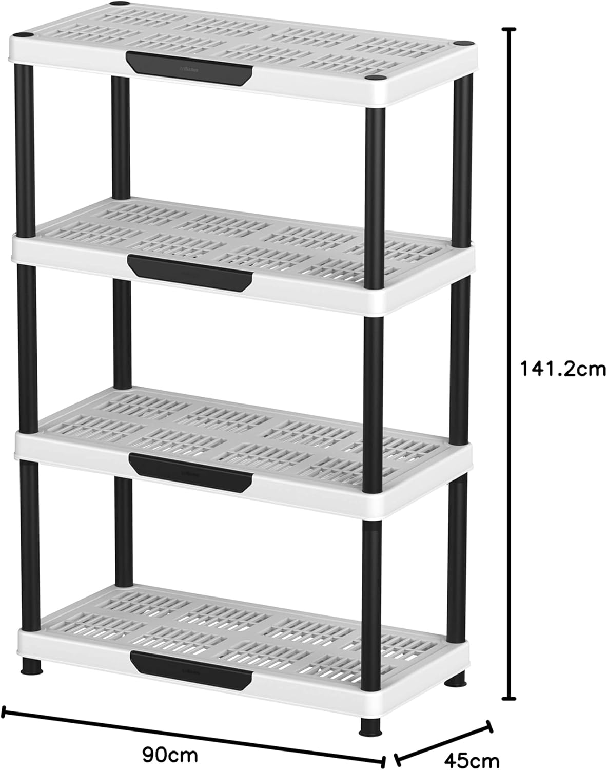 Estantería De Pvc - 4 Baldas - Blanco + Negro - 45x90x141 Cm_2