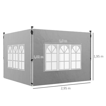 Outsunny Paredes Laterales Para Carpa De 2 Paneles 295x195 Cm Con Ventana Gris_2
