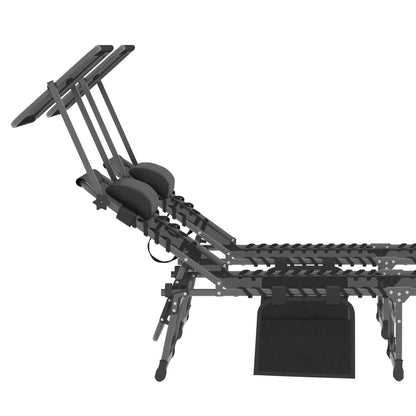 Outsunny Set De 2 Tumbonas Plegables Reclinables Con Parasol Y Bolsillo Lateral_3
