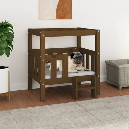 Vidaxl Cama Para Perros Madera Maciza Pino Marrón Miel 65,5x50,5x70 Cm_1