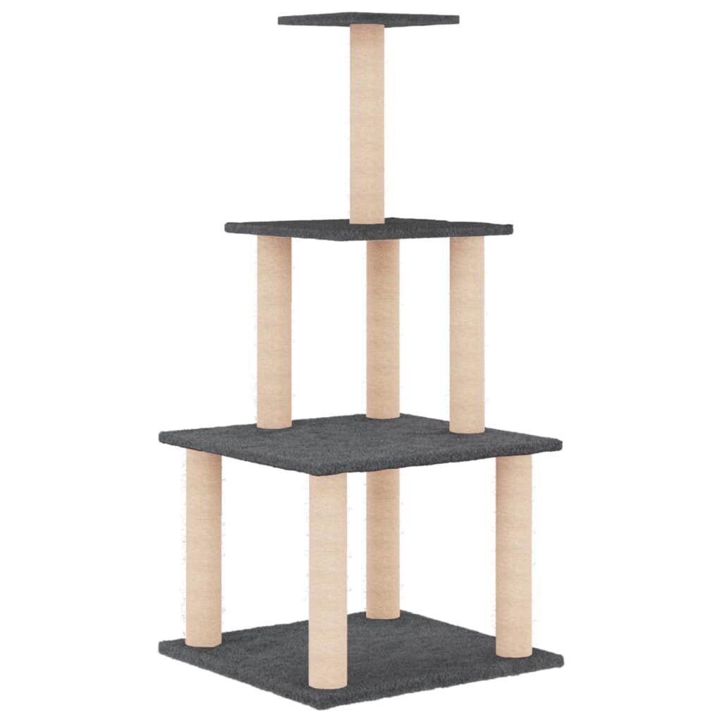 Vidaxl Rascador Para Gatos Con Postes De Sisal Gris Oscuro 111 Cm_3