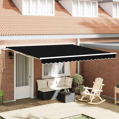 Toldo Retráctil Negro 400 X 300 Cm Poliéster Y Aluminio_1