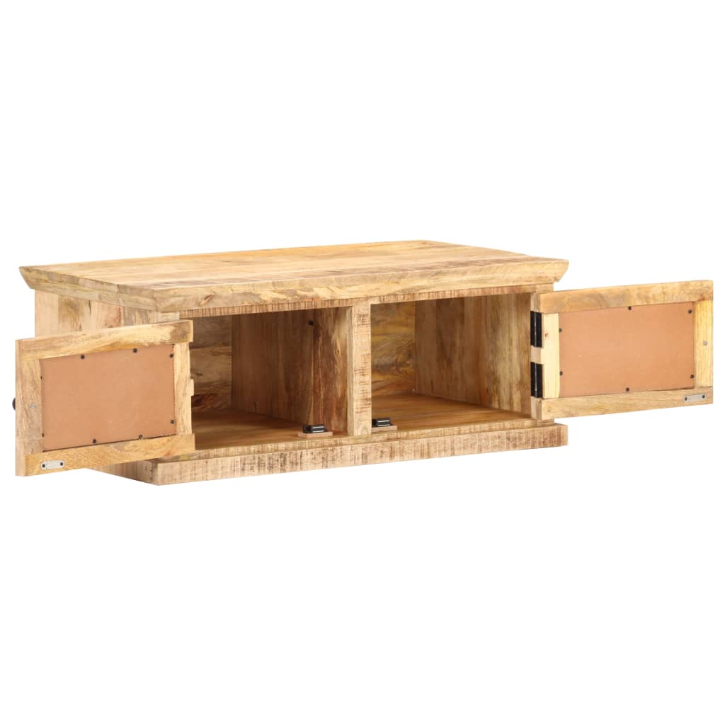 Mesa De Centro Madera Maciza De Mango Caña Natural 90x50x35 Cm_0