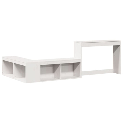 Mueble Con Escritorio Madera Maciza Pino Blanco 232x112x75 Cm_1