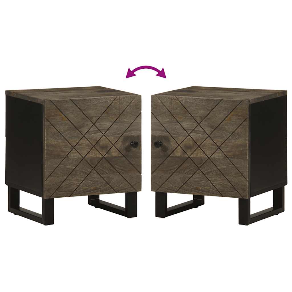 Mesita De Noche De Madera Maciza De Mango Negra 40x33x46 Cm_4